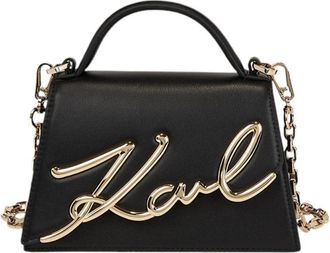 Karl Lagerfeld Signature Crossbody Tas - Dames - Handtassen - Zwart - ONE Size - Leer - Tassen