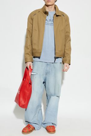 A.P.C. T-shirt With Logo, Mens, Light Blue