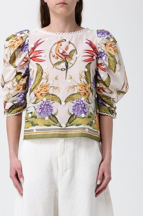 Farm Rio Blusa Sand Tropical Farm Rio in misto lino con stampa floreale
