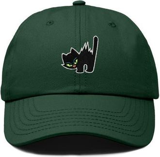 Dalix Blink Black Cat Dad Cap in Dark Green at Nordstrom