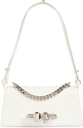 Alexander McQueen Mini Jewelled Shoulder Bag in White/Silver at Nordstrom