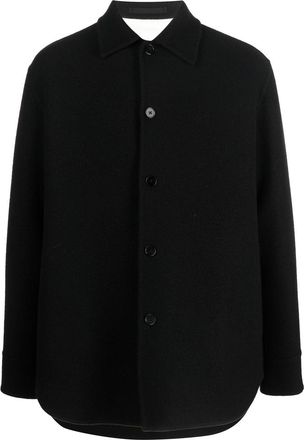 Jil Sander button-up wool shirt jacket - men - Silk/Virgin Wool - 44 - Black