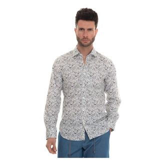 Canali Minnows Fantasy Lange Mouw Katoenen Overhemd - Heren - Casual Overhemden - Grijs - 3XL - Katoen - Overhemden