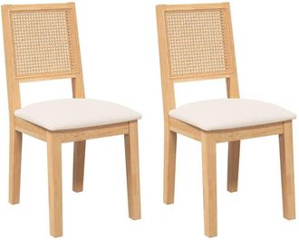 vidaXL Vidaxl - Sillas de comedor con cojines 2 uds madera maciza caucho