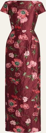 Erdem Floral Textured Satin Tailored Midi Dress
