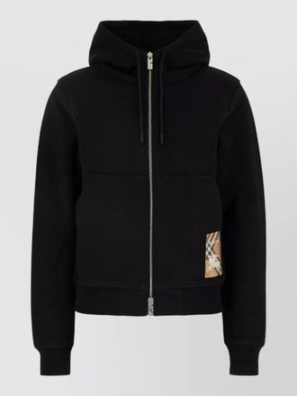 Burberry cotton hooded sweatshirt ribbed cuffs hem