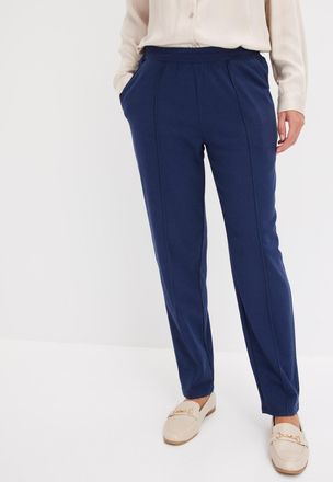 Bonprix Schlupfhose BONPRIX, Damen, Gr. 56/58 (XXXL), N-Gr, dunkelblau, Web, Obermaterial: 65% Polyester, 30% Viskose, 5% Elasthan, regular fit, Hosen Schlupf