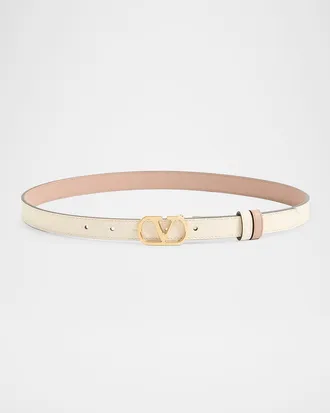Valentino Garavani VLogo Signature Reversible Shiny Calfskin Belt 20MM