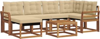 vidaXL Conjunto De Sof&aacute;s De Exterior 7 Uds. Natural Y Beige Vidaxl