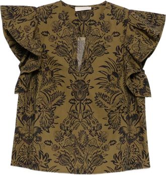 Ulla Johnson Blouse met ruches en bloemenprint - Groen