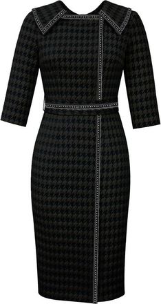 Chic Star Womens Embossed Jacquard Trim Dress, Black, L