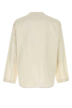 Christophe Lemaire Mens Sand Poplin Vareuse Shirt Lightcream Exterior: Cotton Silk Maglie Sweater