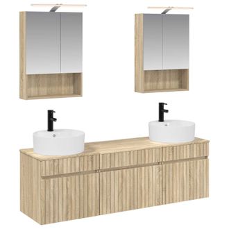 vidaXL Juego De Muebles De Ba&ntilde;o 5 Pcs Roble Sonoma 50 X 14,5 X 70 Cm Vidaxl