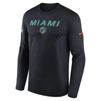 Nike Miami Dolphins Rivalries Collection Sideline Legend Nike Mens Dri-FIT NFL Long-Sleeve T-Shirt in Blue | 02TJ4FA9P-X5L