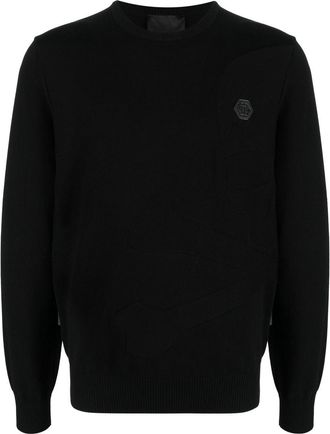 Philipp Plein Skull Bones knitted jumper - men - Cotton - XXXL - Black