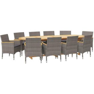 vidaXL Juego De Comedor De Jard&iacute;n 11 Piezas Con Cojines Gris Vidaxl