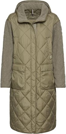 Camel Active Gewatteerde Jas met Capuchon en Zakken - Dames - Parka Jassen - Groen - M - Jassen