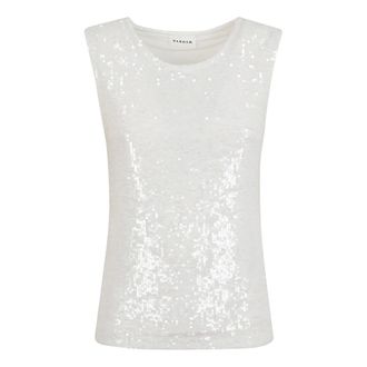P.A.R.O.S.H. Sleeveless Tops, female, White, Size: S Top in paillette