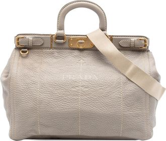 Prada Pre-owned Prada Vitello Daino Canapa Logo Frame Satchel Ladies 51CGO7G84GUYXLQJ