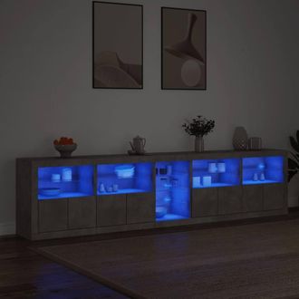 Berkfield Home Sideboard with LED Lights Concrete Grey 283x37x67 cm | Size: 283 x 37 x 67 cm
