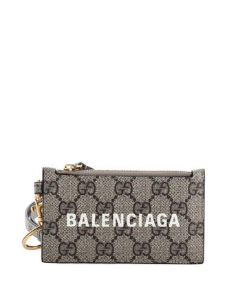 Gucci x Balenciaga The Hacker Project Zip Case with Strap GG Coated Canvas card holder - Marrone