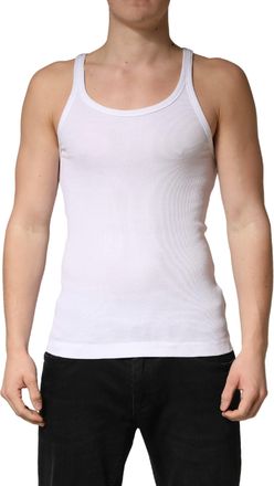 Dolce & Gabbana White Sleeveless Round Neck Tank Top Mens T-shirt