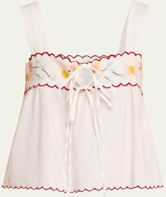 Ciao Lucia Ander Embroidered Cotton-Blend Top