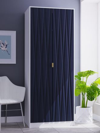Welcome Furniture Glitz Ready Assembled 2 Door Wardrobe in Indigo Matt & White - Welcome Furniture | TJ Hughes