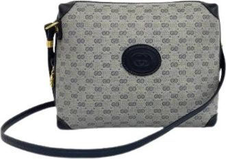 Gucci Pre-owned Micro GG Lederen Schoudertas - Dames - Vintage Schoudertas - Blauw - ONE Size - Leer - Vintage
