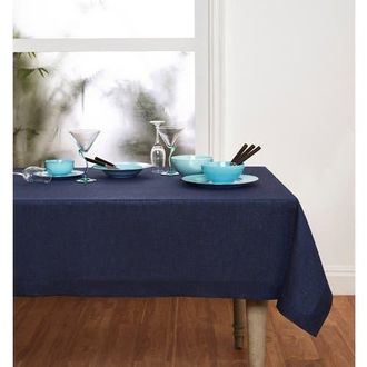 Solino Home Linen Tablecloth for Dining Table, Holiday and Everyday Dining Table Decor - Athena in Chambray Navy at Nordstrom, Size Large