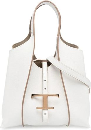 Tod's T Timeless Mini Shopping Bag - Dames - Shoppers - Wit - ONE Size - Leer - Tassen