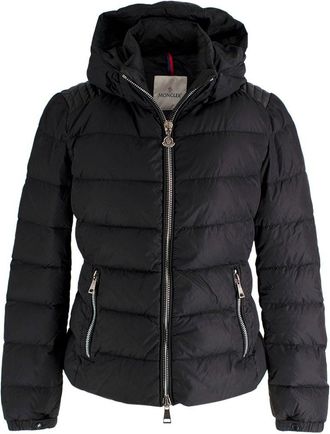 Moncler Black Oiron Leather Panelled Shoulder Puffer Coat Size L