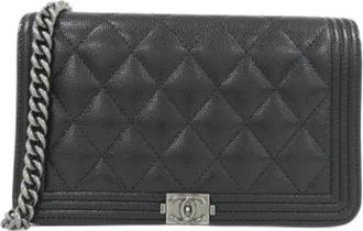 Chanel Pre-owned Chain/Shoulder portemonnee - Dames - Vintage Schoudertas - Zwart - ONE Size - Leer - Vintage