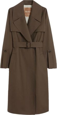 Max Mara Trench Coats, female, Brown, Size: 2XS Belted Water-Repellent Twill Trench Coat