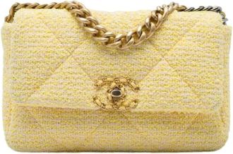 Chanel Pre-owned 19 Flap Bag - Dames - Vintage Schoudertas - Geel - ONE Size - Leer - Vintage
