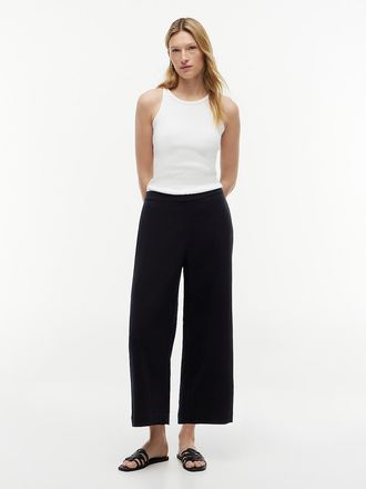 Tommy Hilfiger Womens Cotton Gauze Cropped Wide Leg Pant - Black - XS