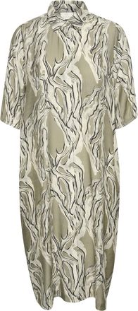Kaffe Womens Shirt Dress Collared Buttons Half Sleeves Pockets Knee-Length, Vetiver Marble Print, 14