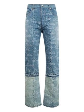 Who Decides War by Ev Bravado logo-embrodery panelled jeans - Blue