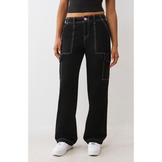 True Religion Cargo Pants in Jet Black/Moonlite Mauve at Nordstrom Rack, Size 29