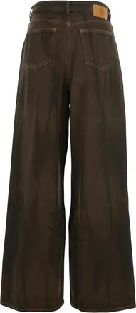 Ganni Womens Brown Tie-Dye Patterned Jeans Organic Cotton