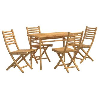 Berkfield Home 5 Piece Garden Dining Set Bamboo in Brown