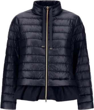 Herno Piumino met ruches aan de onderkant - Dames - Gewatteerde jassen - Zwart - 2XL - Katoen - Jassen