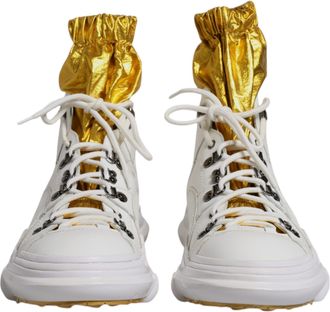 Dolce & Gabbana White Nylon Galileo High Top Sneakers Mens Shoes (Pre-Owned)