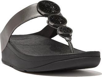 FitFlop Halo Bead Circle Met Sandal in Pewter Black at Nordstrom, Size 8.5