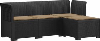 vidaXL Sof&aacute; De Jard&iacute;n Para 4 Personas Con Cojines Y Dise&ntilde;o De Rattan Vidaxl