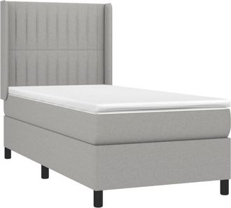 vidaXL Vidaxl - Cama Box Spring Colch&oacute;n Y Luces Led Tela Gris Claro 90x200 Cm