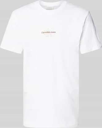 Calvin Klein Jeans T-Shirt mit Rundhalsausschnitt und Label-Stitching in Weiss, Gr&ouml;&szlig;e S