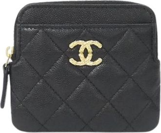 Chanel Pre-owned Wallets, female, Black, Size: ONE SIZE Pre-owned Caviar Skin Coin Case