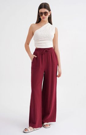 Mixray Hoge Taille Textuur Muslin Stof Broek