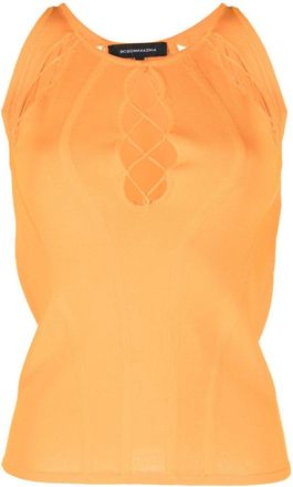 Max Azria lace-up sleeveless top - women - Viscose/Nylon - L - Orange